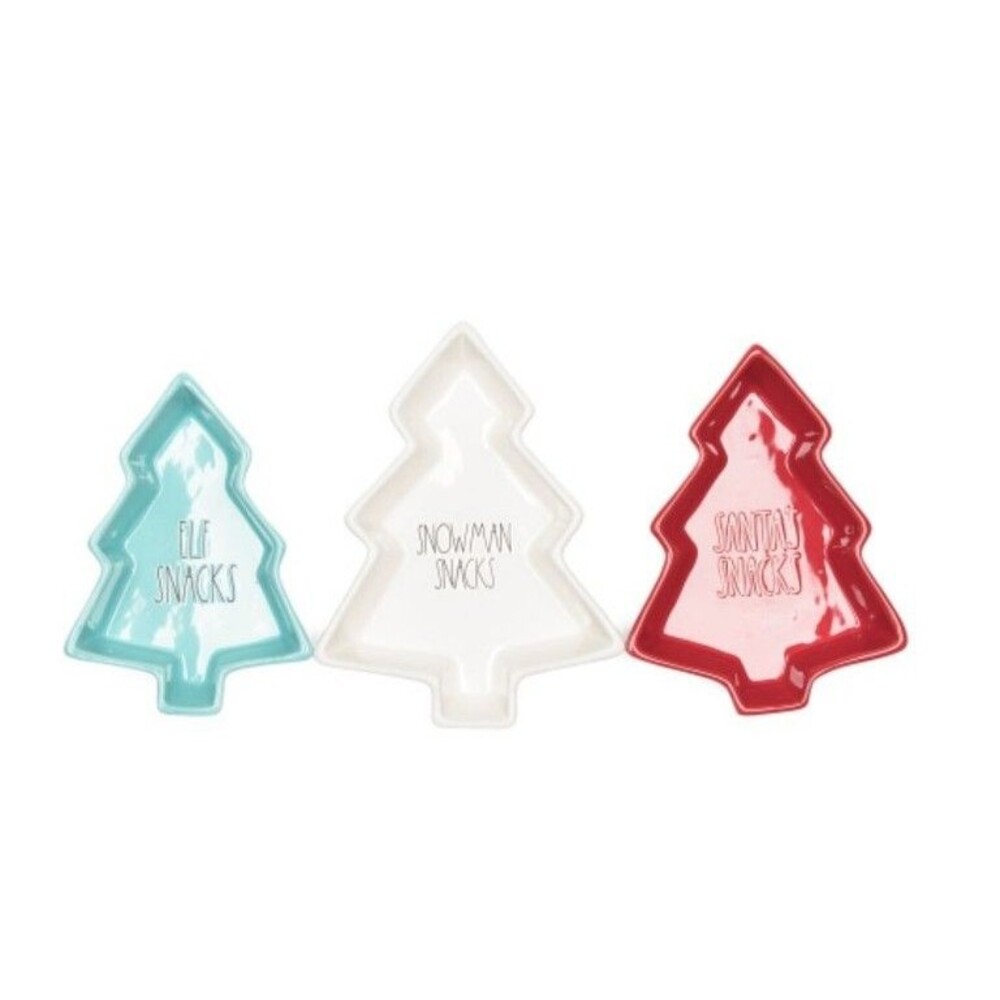 Rae Dunn Set Of 3 Platters Santa And Friends Snack Plates